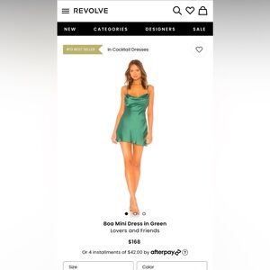 Lovers and Friends Boa Mini Dress in Green Size Small